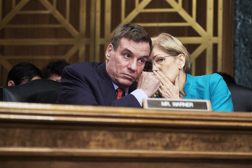 Sen. Mark Warner and Sen. Elizabeth Warren