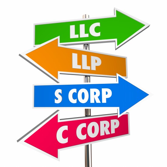 S Corp, C corp, LLC and other entity types