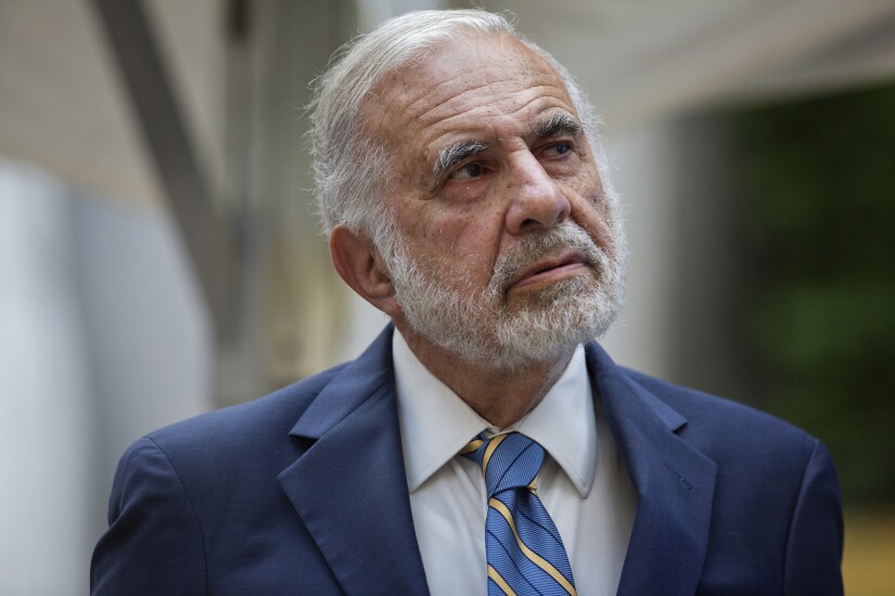 Billionaire activist investor Carl Icahn attends the Leveraged Finance Fights Melanoma charity event in New York.