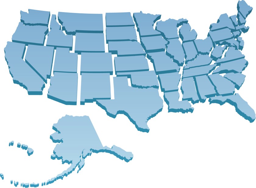 US map showing separate states