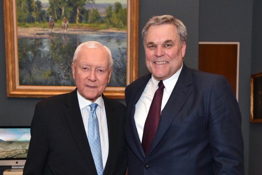 Senate Finance Committee Chairman Orrin Hatch, R-Utah (left), with IRS Commissioner Nominee Charles "Chuck" Rettig