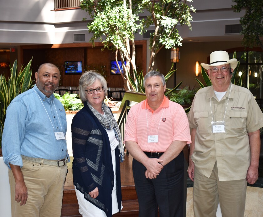 From left: TACPA board secretary M. R. Yousuf, immediate past NCCPAP president Sandra Johnson, current NCCPAP president Stephen Mankowitz, and TACPA vice president Marc Core at TACPA's spring meeting.