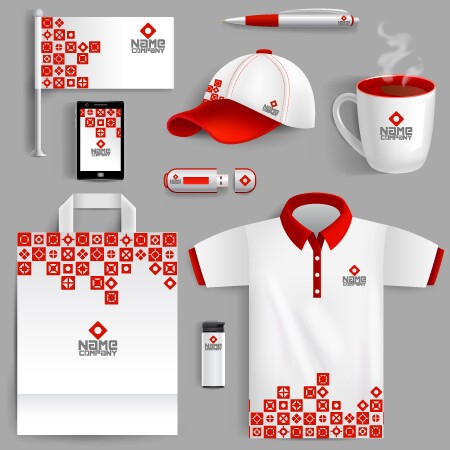 Branded shirts, mugs, caps, etc.