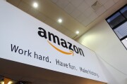 Sign at Amazon.com fulfillment center in Hemel Hempstead, U.K.