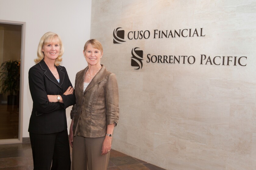 Valorie Seyfert (left) and Amy Beattie, co-founders of CUSO Financial and Sorrento Pacific, will maintain an equity interest in Atria Wealth Solutions.