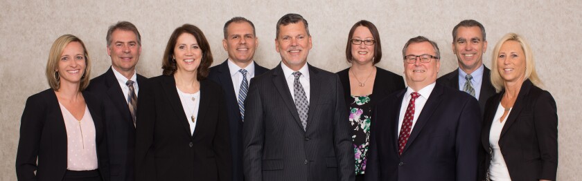 DunlapSLK shareholders (left to right): Natasha Alderfer, Randal Rush, Julia Davis, Brent Kolb, Dennis Dunlap, Tracy Kelso, Lon Seitz, Rob Fairbaugh and Lisa Leatherman