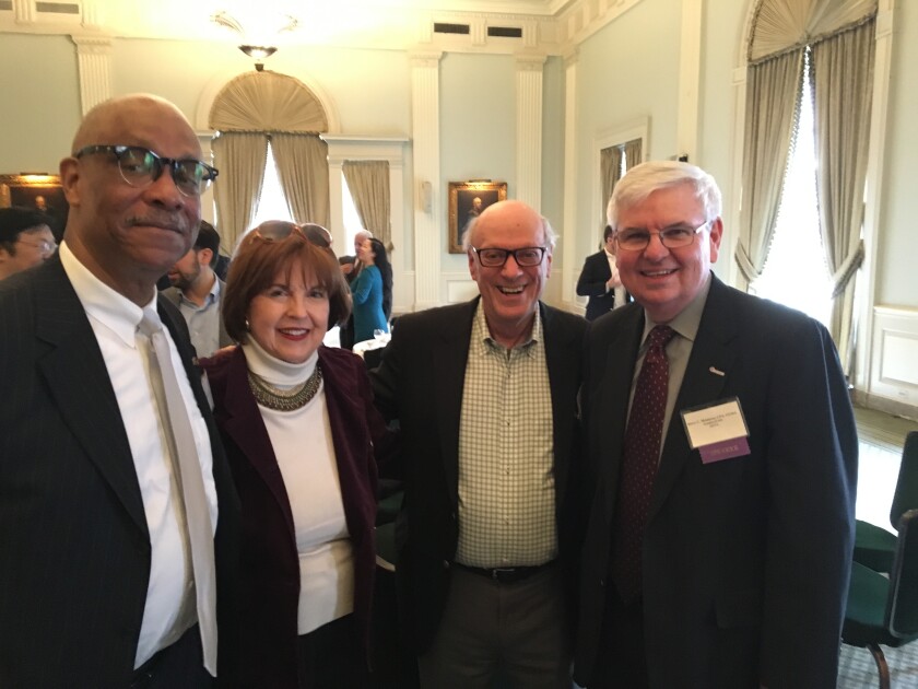 Left to right: J. Michael Kirkland and Kelly Welles of the Accountants Club of America, Ed Mendlowitz of Withum, and Barry Melancon of the AICPA
