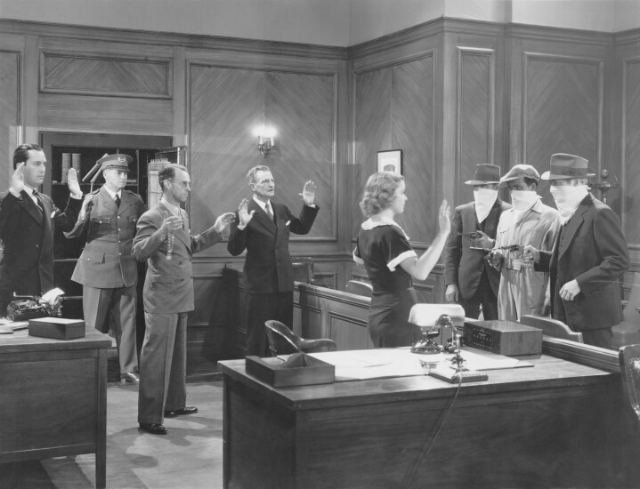 Old-fashioned bank robbery (black and white)