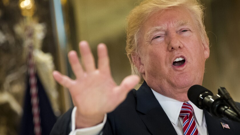 Donald Trump at the microphone