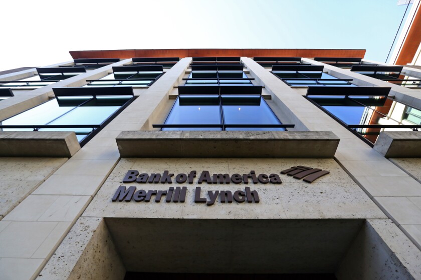 Exterior of Bank of America Merrill Lynch building.