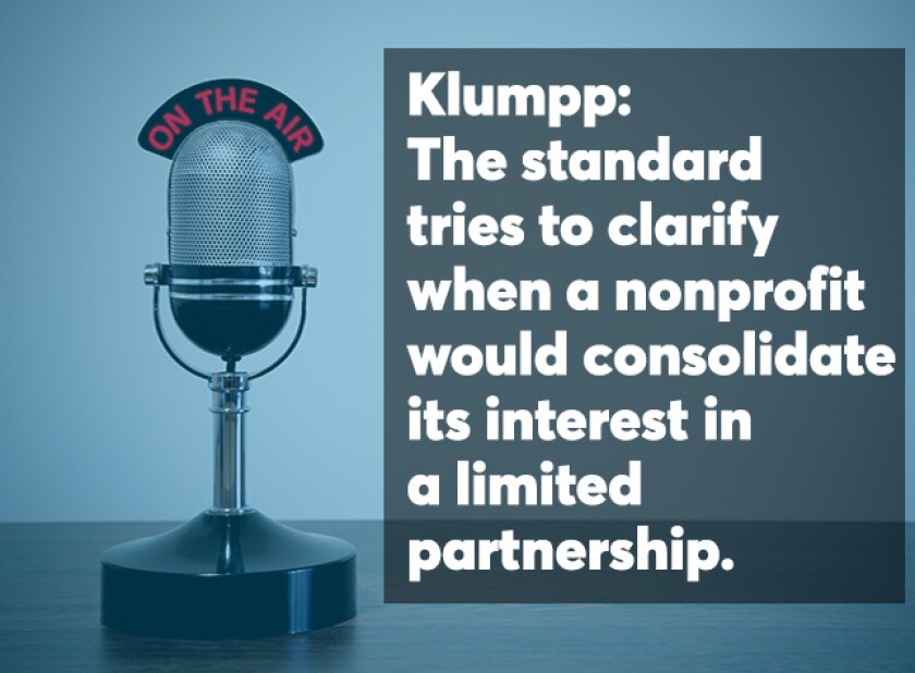 Opening screen for Lee Klumpp podcast on nonprofit accounting standards