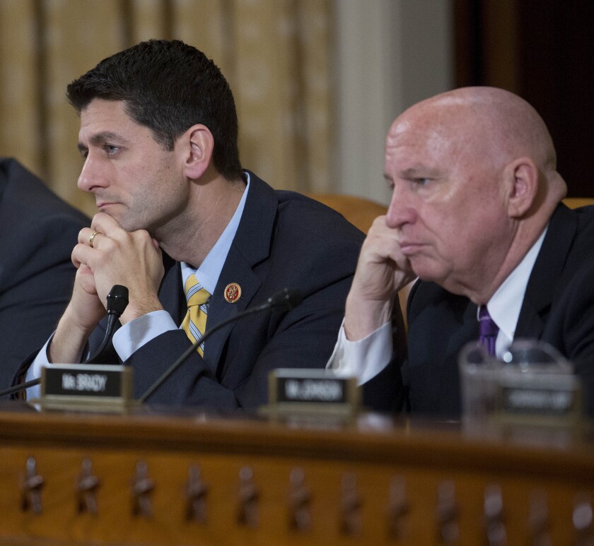 House Ways & Means Committee Chair Rep. Kevin Brady, R-Texas (right) and Speaker of the House Paul Ryan, R-Wis., at a hearing.