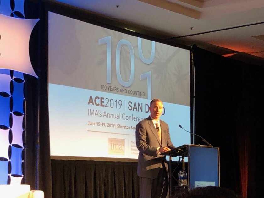 FASB chairman Russell Golden speaking at the IMA Annual Conference and Expo in San Diego