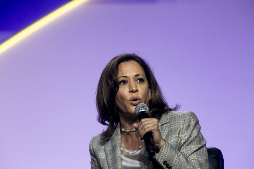 Senator Kamala Harris, a Democrat from California and 2020 presidential candidate, speaks during a Presidential Candidate Forum at the 110th NAACP Annual Convention in Detroit.