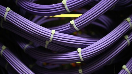 High End Data Cables Feed Into Servers