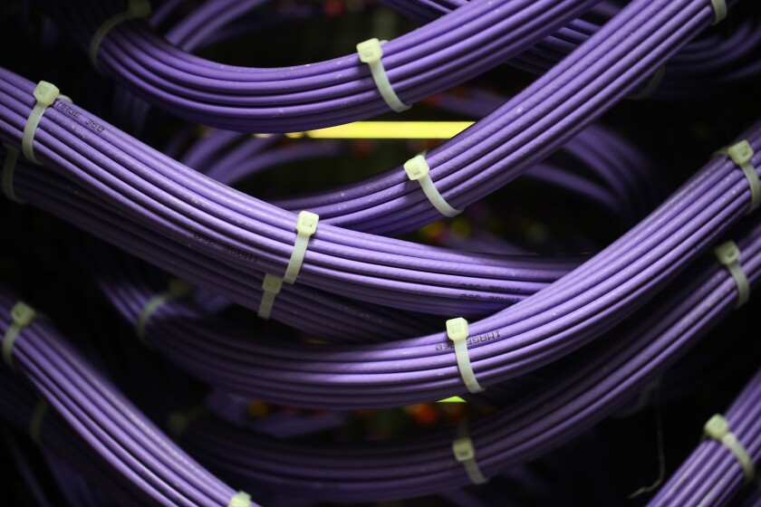 High End Data Cables Feed Into Servers