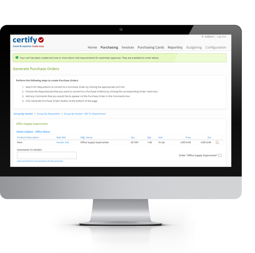 Certify Purchasing
