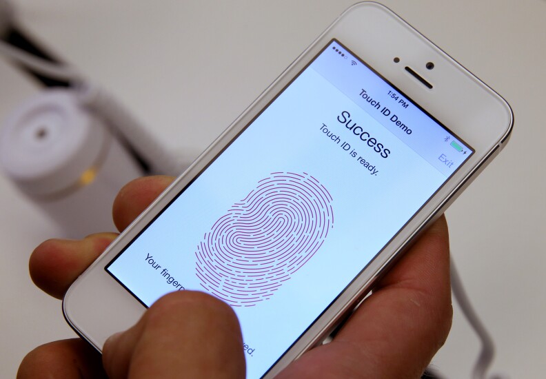 Touch ID on an Apple iPhone multi factor authentication