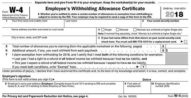 W-4 2018