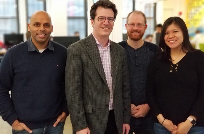 Advizr's hires from Morgan Stanley, from (l.) Vibin Chowallur, Chris Salvaggio, Brian Morgan and Janice Chan-Mui.