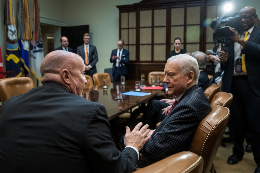 Rep. Kevin Brady (left) and Sen. Orrin Hatch