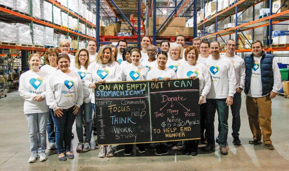 PBMares employees at the Virginia Peninsula Foodbank helped donate enough food for 129 meals and volunteered on-site.