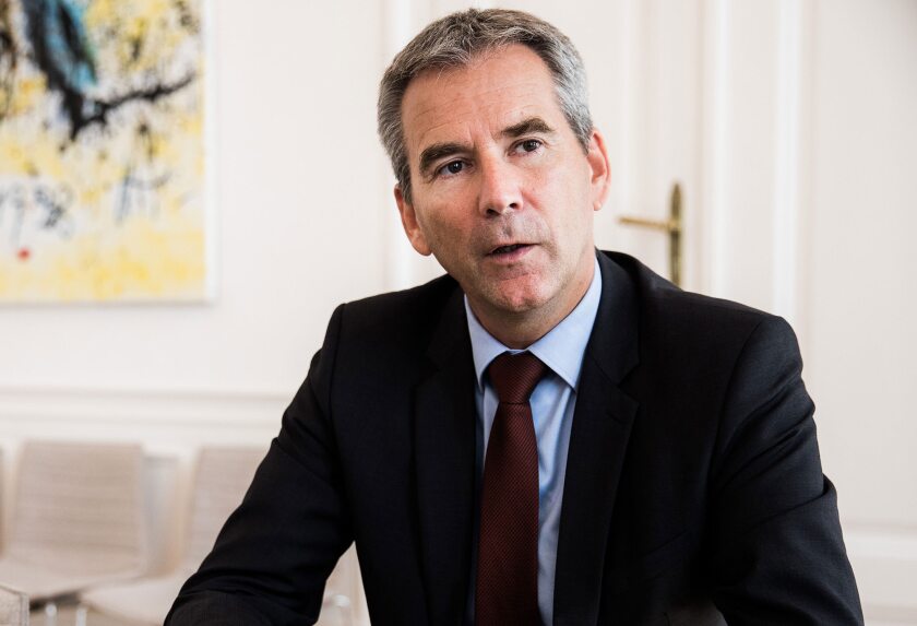 Hartwig Loeger, Austria's finance minister, speaks during an interview at the finance ministry in Vienna