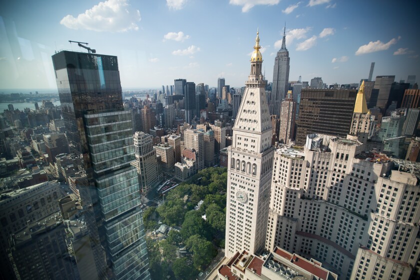 Manhattan sklyine seen from the roof of Madison Square Park Tower at 45 East 22nd Street in the Flatiron District May 18, 2017