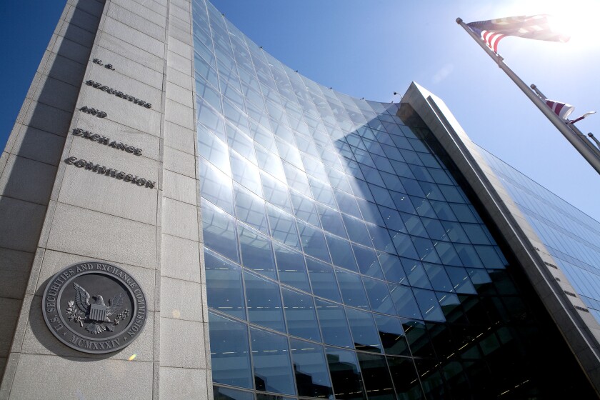 The headquarters building of the U.S. Securities and Exchange Commission (SEC) stands in Washington, D.C., U.S., on Monday, May 10, 2010.