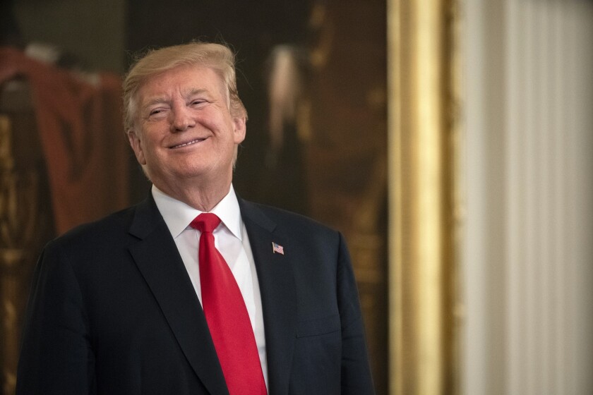President Donald Trump at an event with wounded warriors at the White House