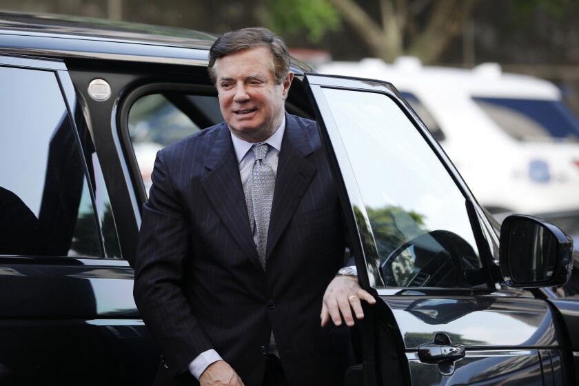 Paul Manafort, former campaign manager for Donald Trump, arrives at federal court in Washington, D.C.