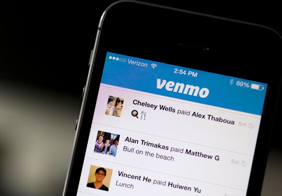 Mobile phone with Venmo app open