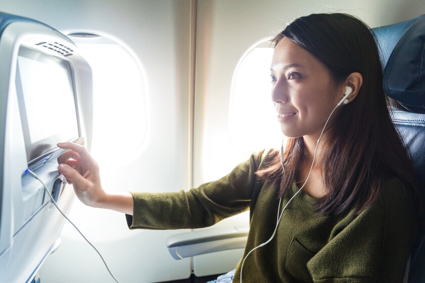 in flight entertainment Stock photo