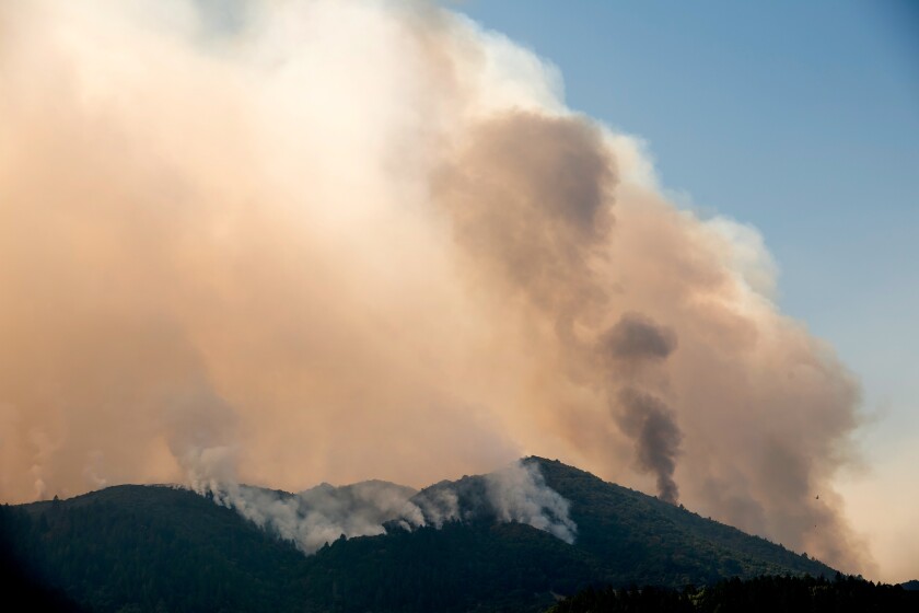 Smoke from wildfires in California in the summer of 2018