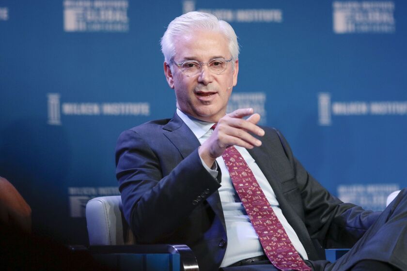Charles Scharf, chief executive officer of Bank of New York Mellon Corp., speaks during the Milken Institute Global Conference in Beverly Hills, California, U.S., on Tuesday, April 30, 2019. The conference brings together leaders in business, government, technology, philanthropy, academia, and the media to discuss actionable and collaborative solutions to some of the most important questions of our time. Photographer: Kyle Grillot/Bloomberg