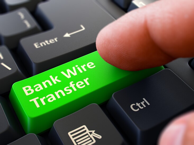 Bank wire transfer button